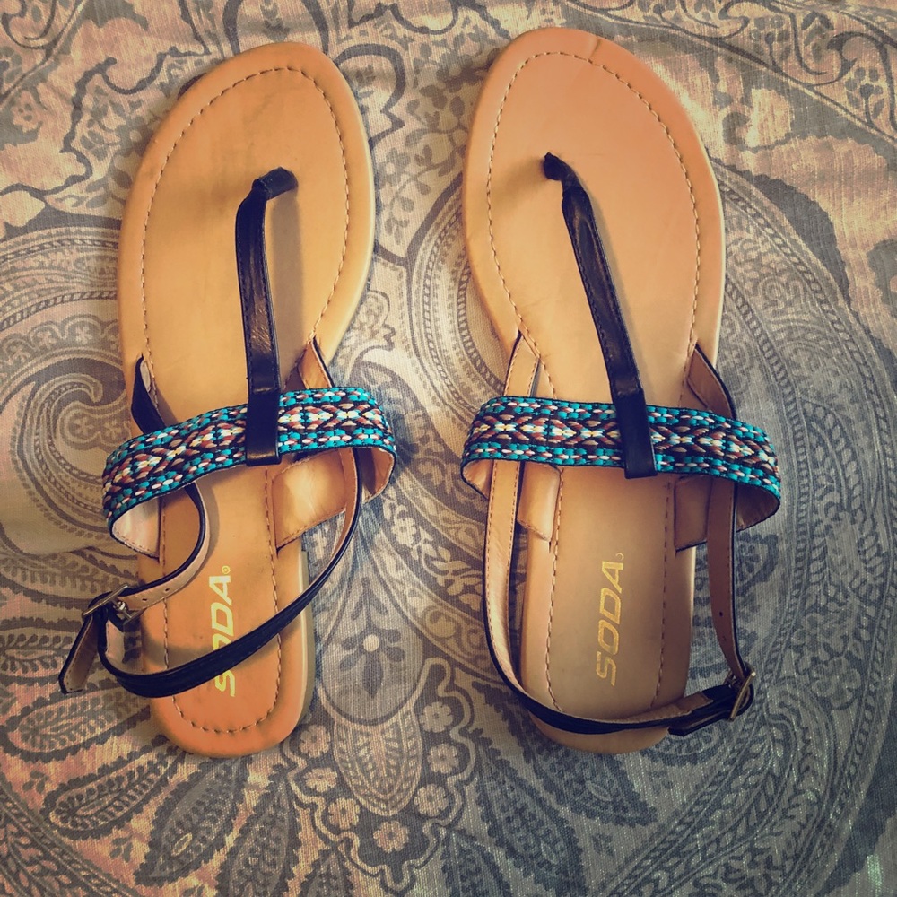 Soda tribal T strap sandals